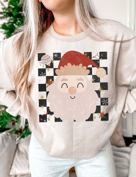 Santa Retro Checkered DTF Transfer Design