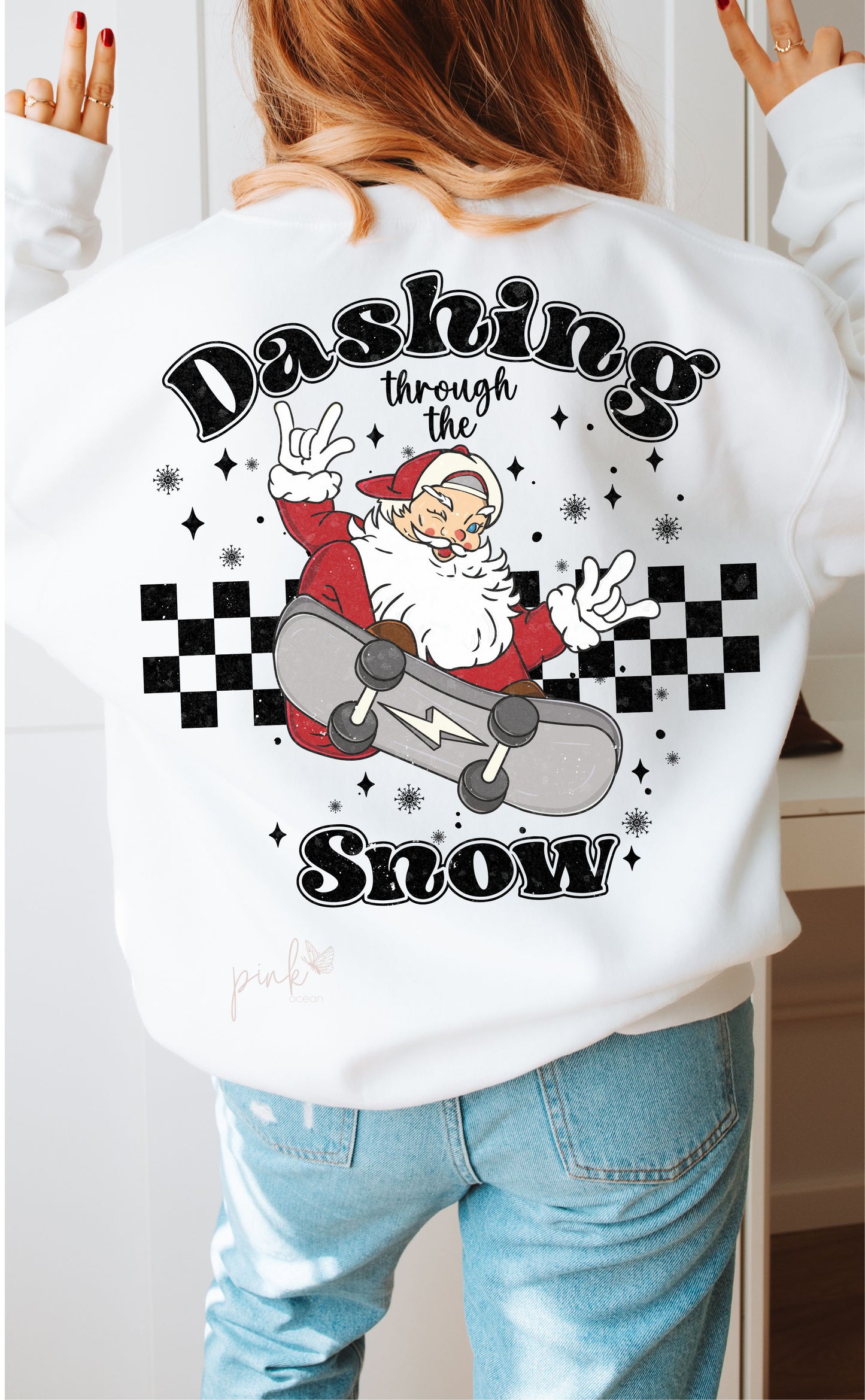 Dashing Through the Snow Skateboard DTF Transfer Design