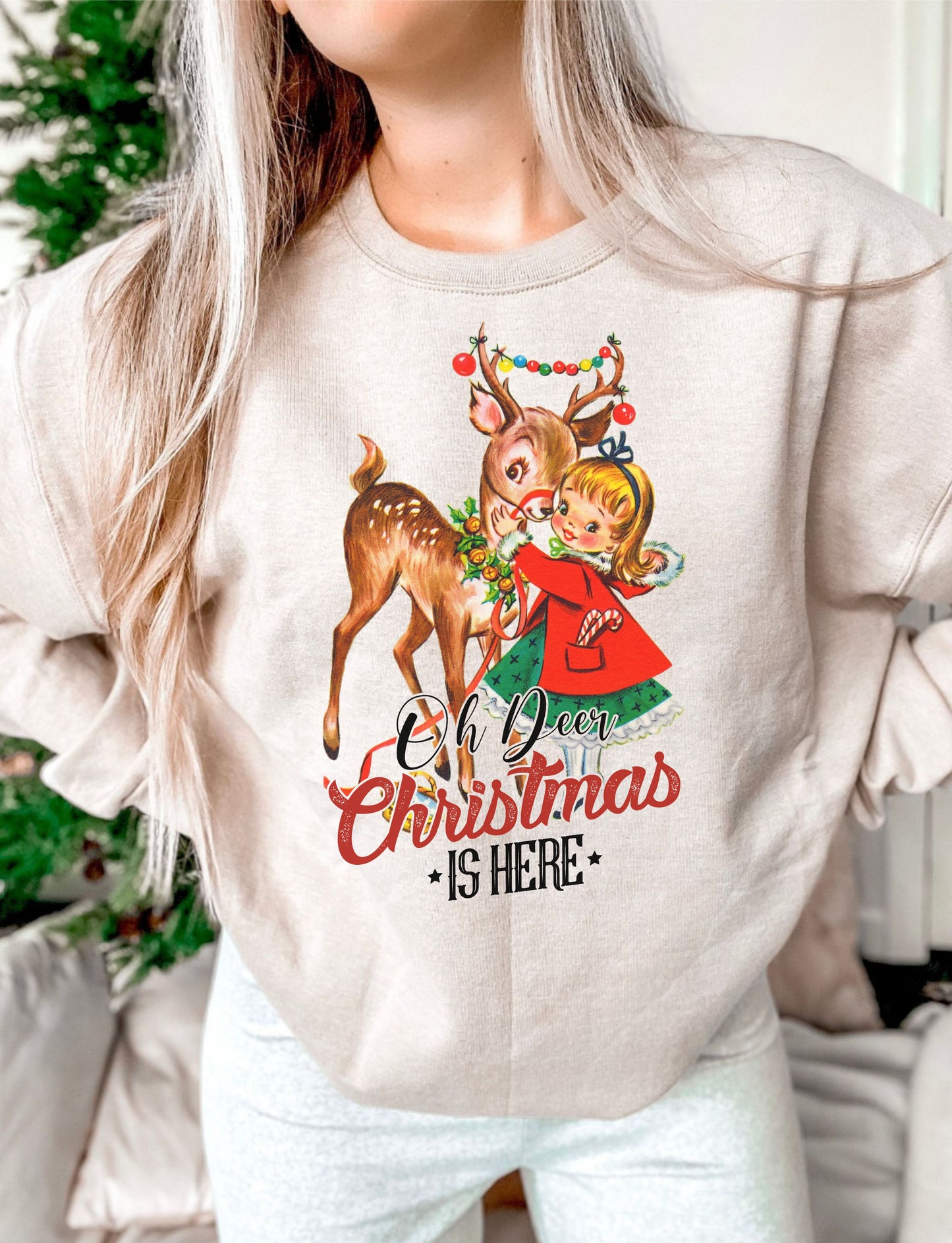 Oh Deer Christmas of here Retro DTF Transfer Design