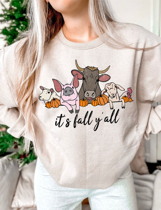 It's Fall Y'all with animals DTF Transfer Design