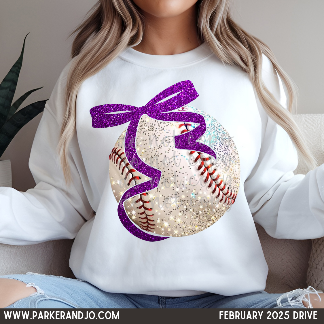 Faux Glitter baseball color bow DTF Transfer Design