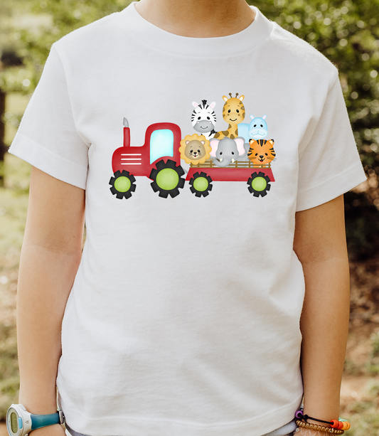 Red zoo tractor DTF Transfer Design