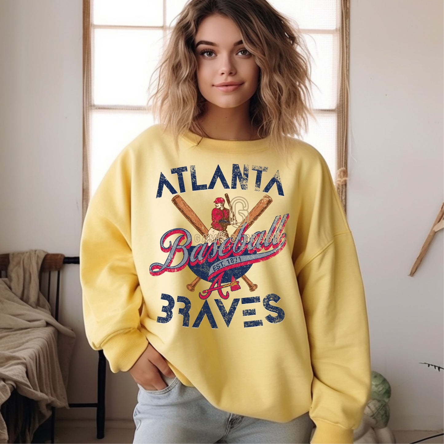 Retro Atlanta Braves Baseball DTF Transfer Design