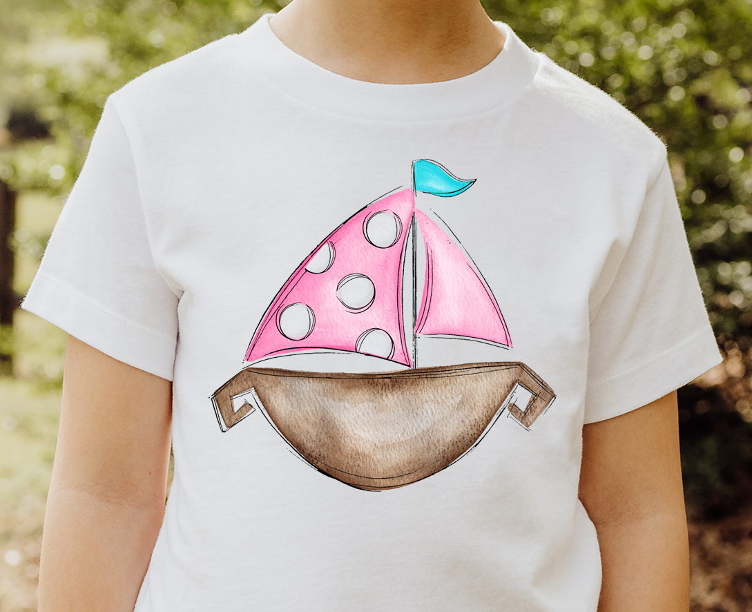Sailboat pink DTF Transfer Design