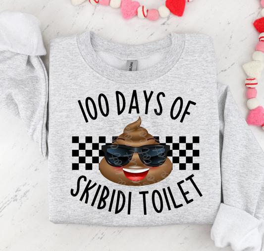 100 Days of Skibidi Toilet poop DTF Transfer Design