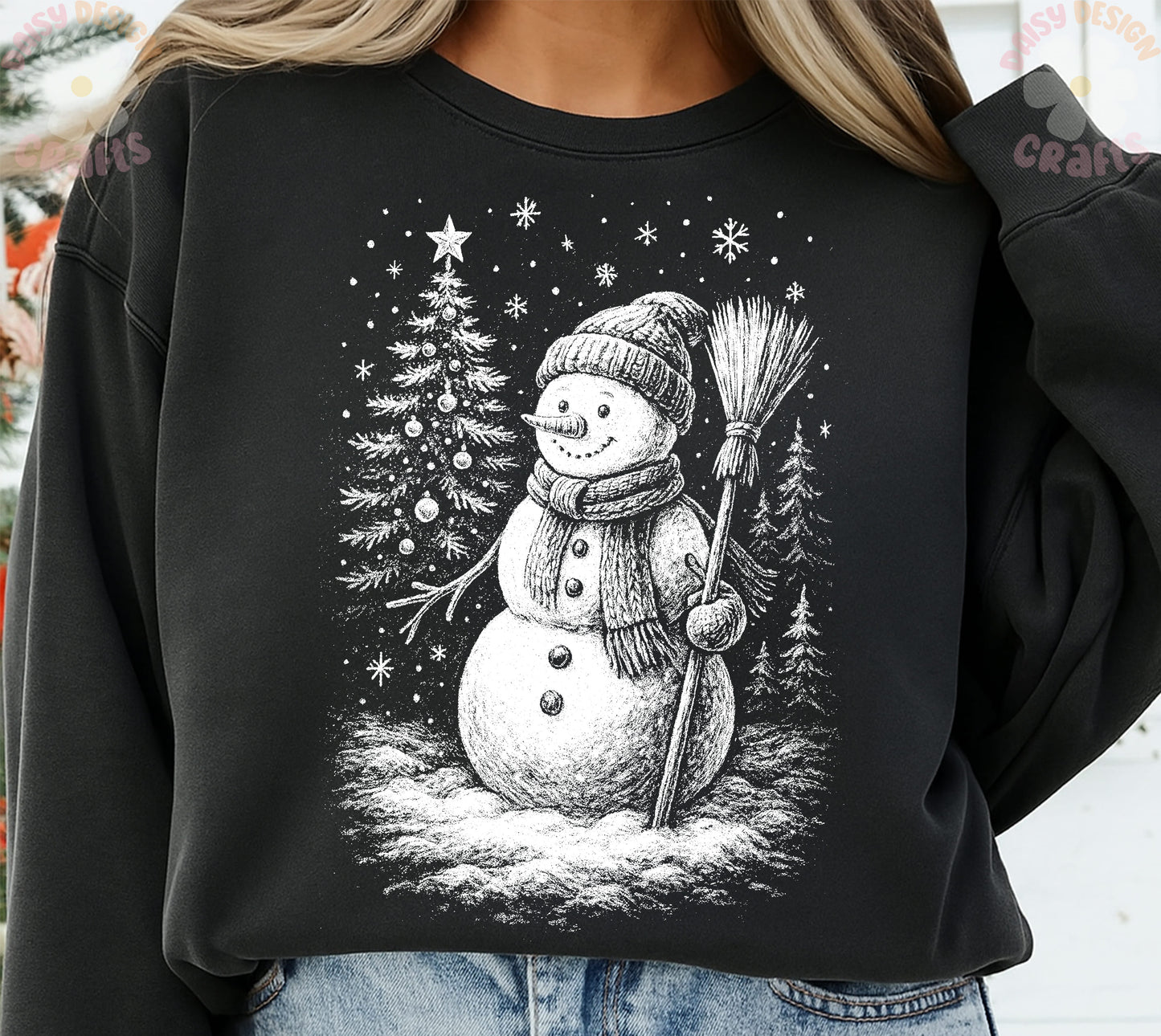 snowman halftone DTF Transfer Design