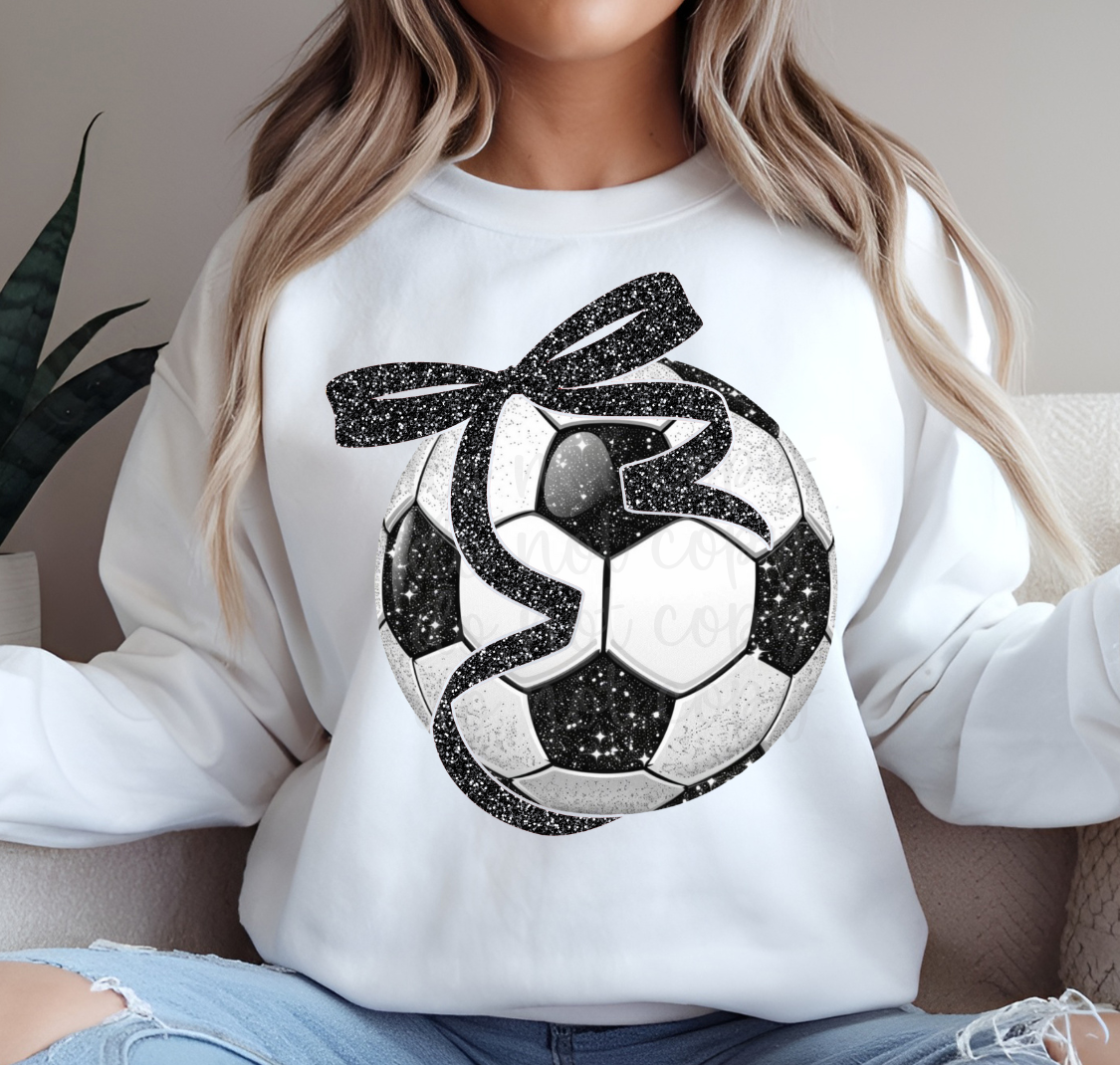 Faux Glitter soccer color bow DTF Transfer Design