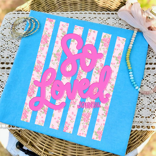 So loved floral stripe DTF Transfer Design