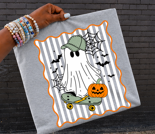 spooky boy skateboard stripes DTF Transfer Design