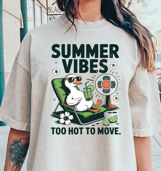 summer vibes duck too hot to move with fan DTF Transfer Design