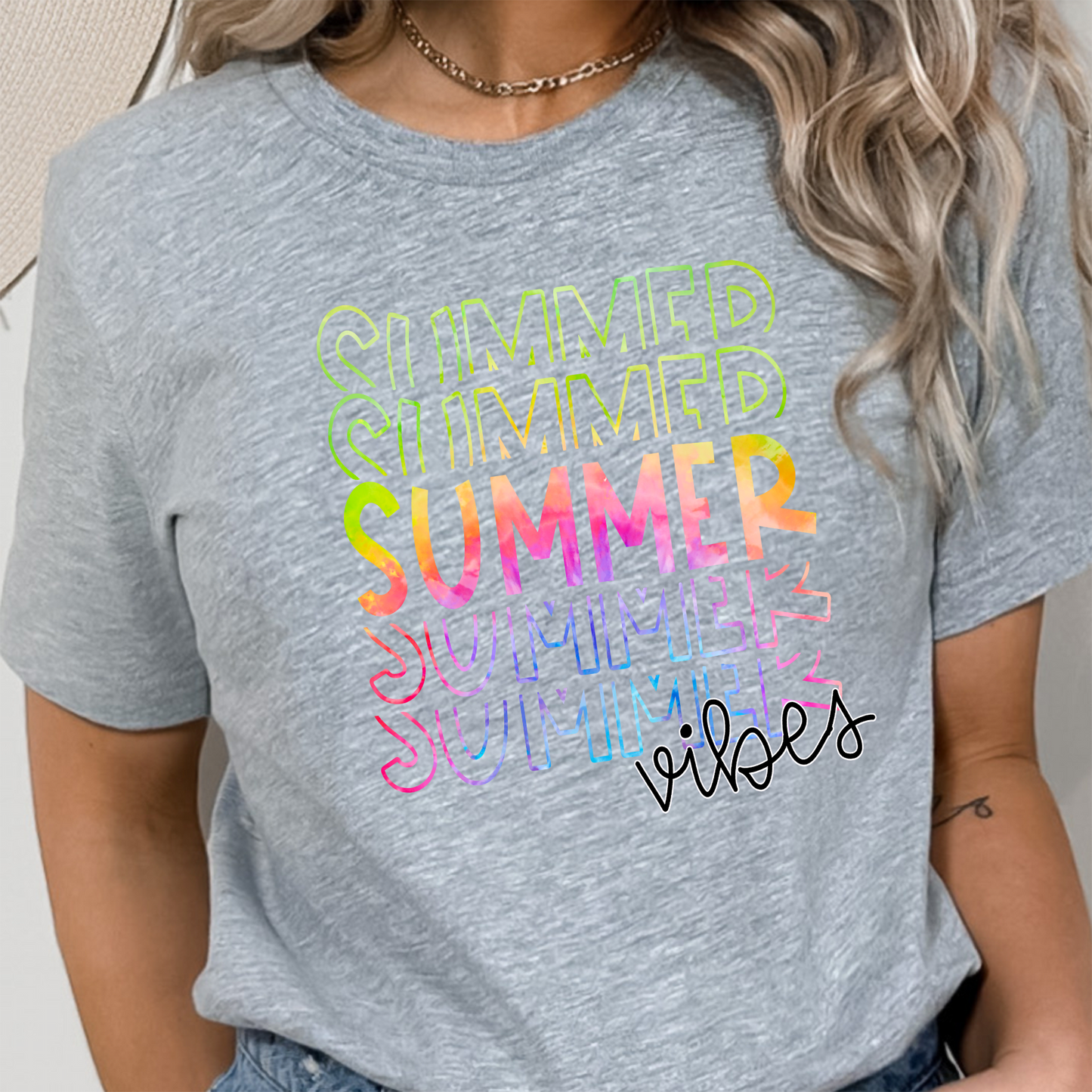 Summer Vibes stacked DTF Transfer Design