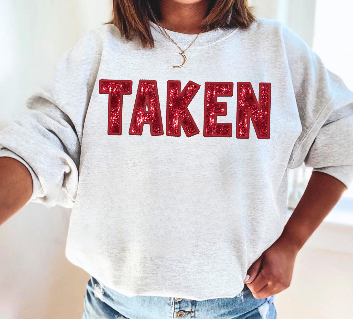 Taken Faux Embroidery and Glitter DTF Transfer Design ozan