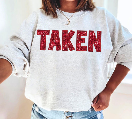 Taken Faux Embroidery and Glitter DTF Transfer Design ozan