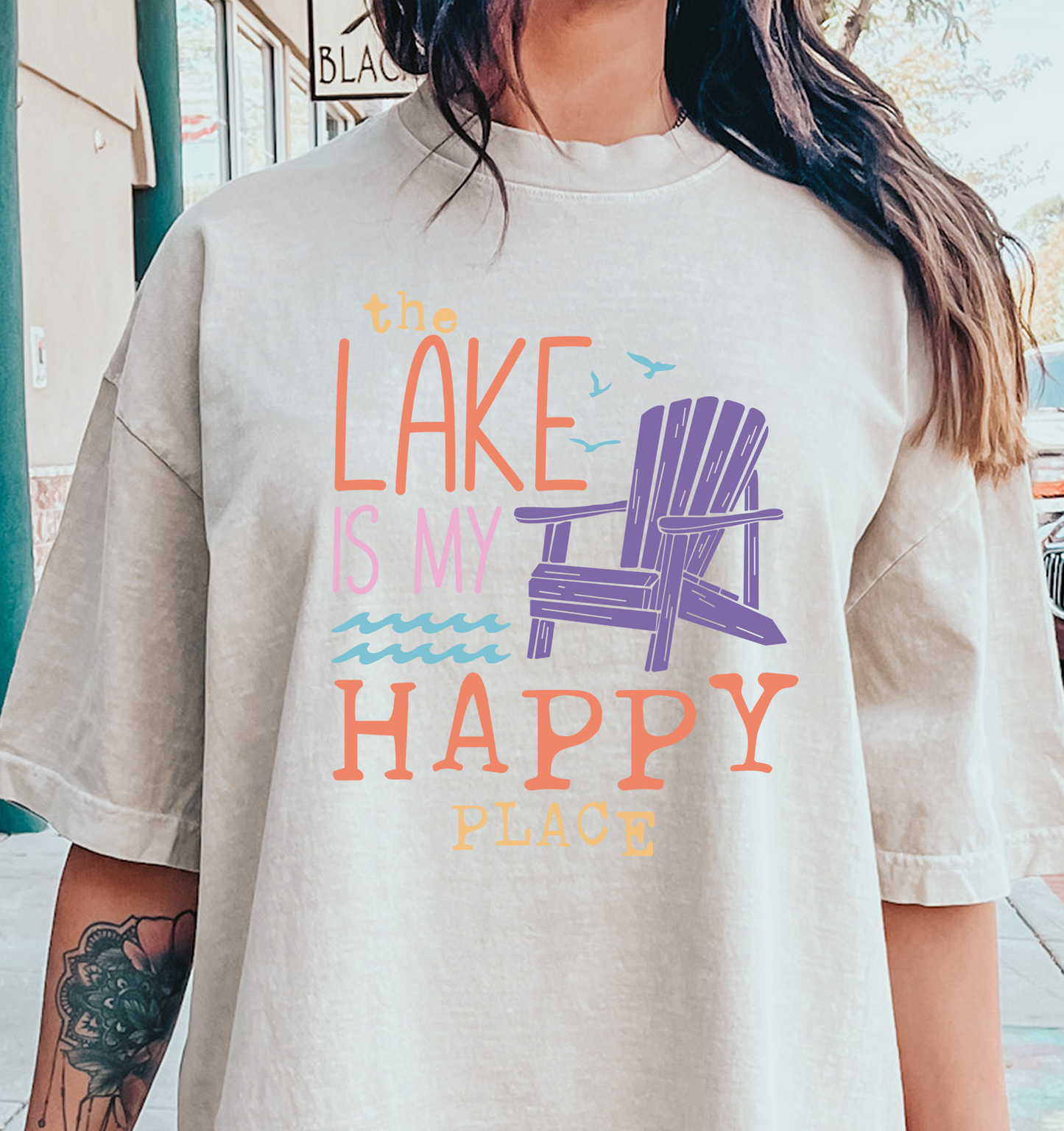 the lake is my happy place  DTF Transfer Design