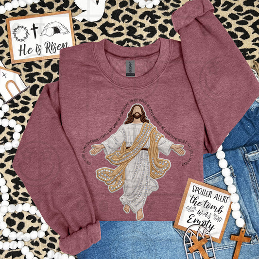 The Lord is my shepherd faux embroidery DTF Transfer Design