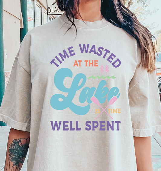 time wasted at the lake is well spent DTF Transfer Design