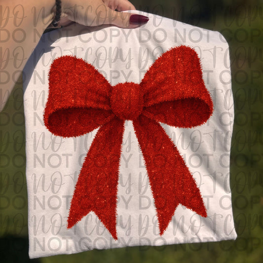Tinsel Red Bow DTF Transfer Design SS