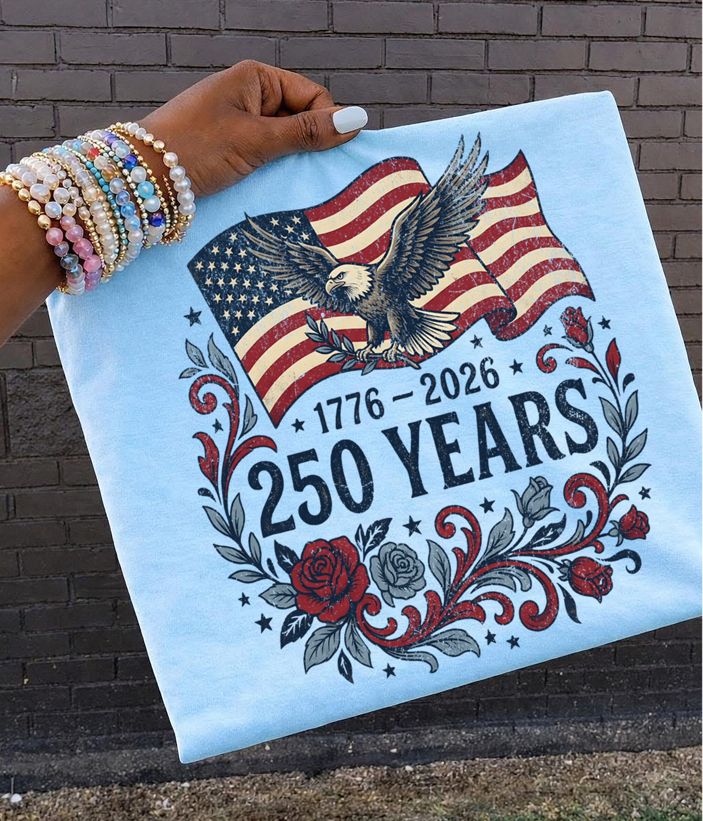 USA 250 floral eagle and flag DTF Transfer design