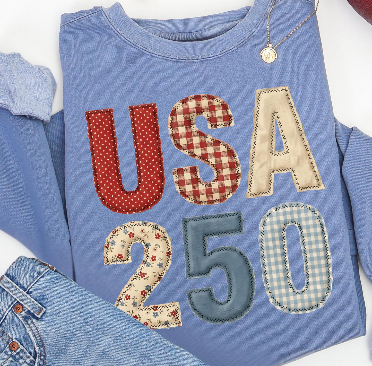 usa 250 patchwork DTF Transfer design