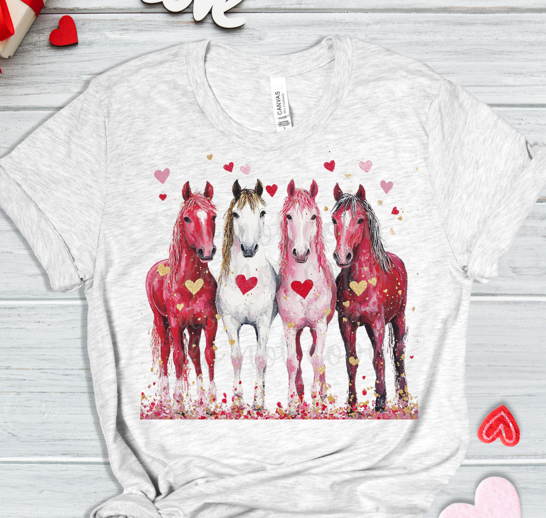 Valentine's Horses hearts DTF Transfer Design