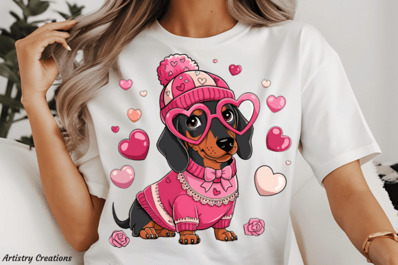 Valentines Dachshund Dog DTF Transfer Design CF