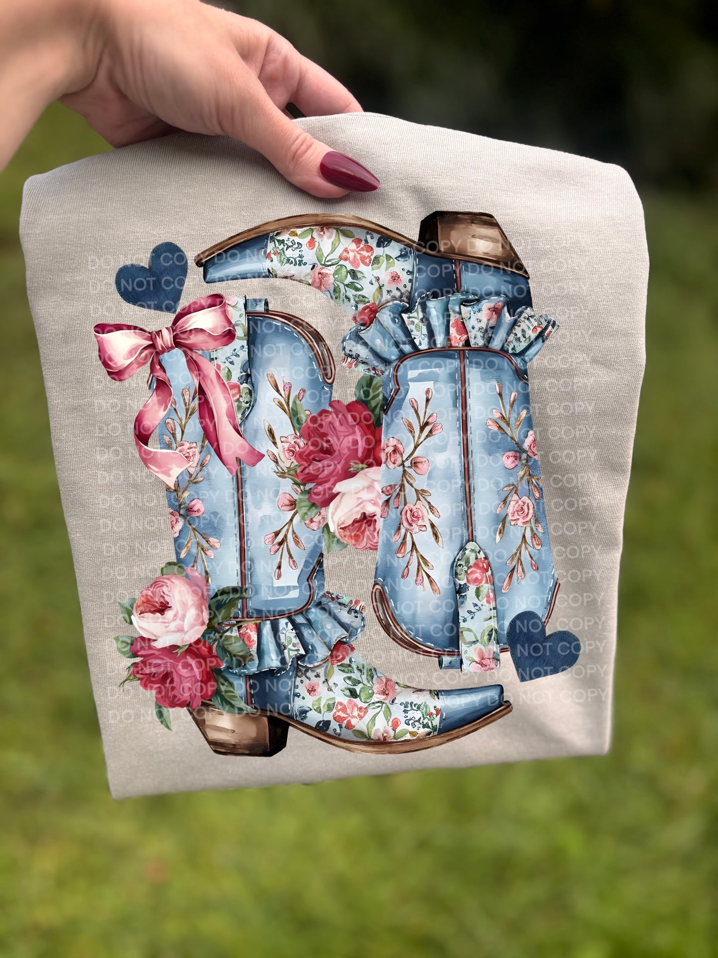 vintage floral boots DTF Transfer Design