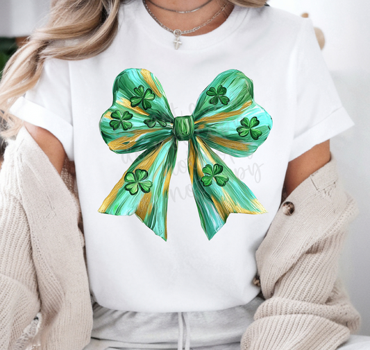 Watercolor Shamrock bow DTF Transfer Design