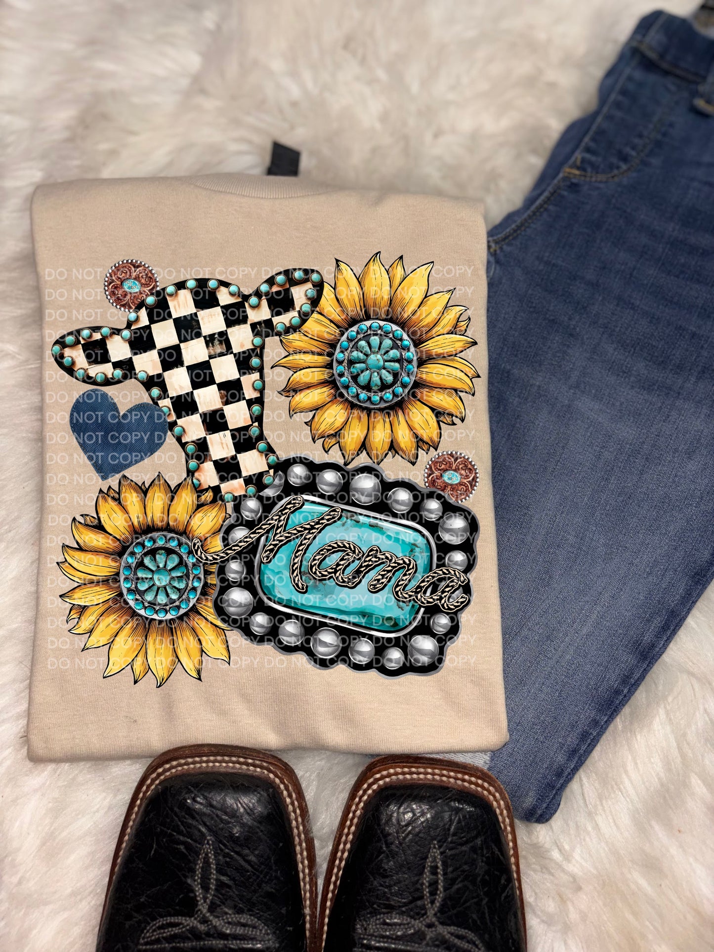 western mama sunflowers DTF Transfer Design