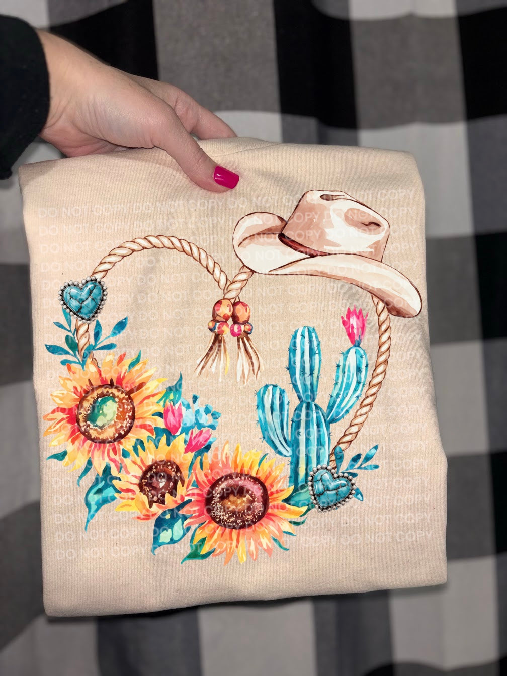 western valentine rope heart DTF Transfer Design