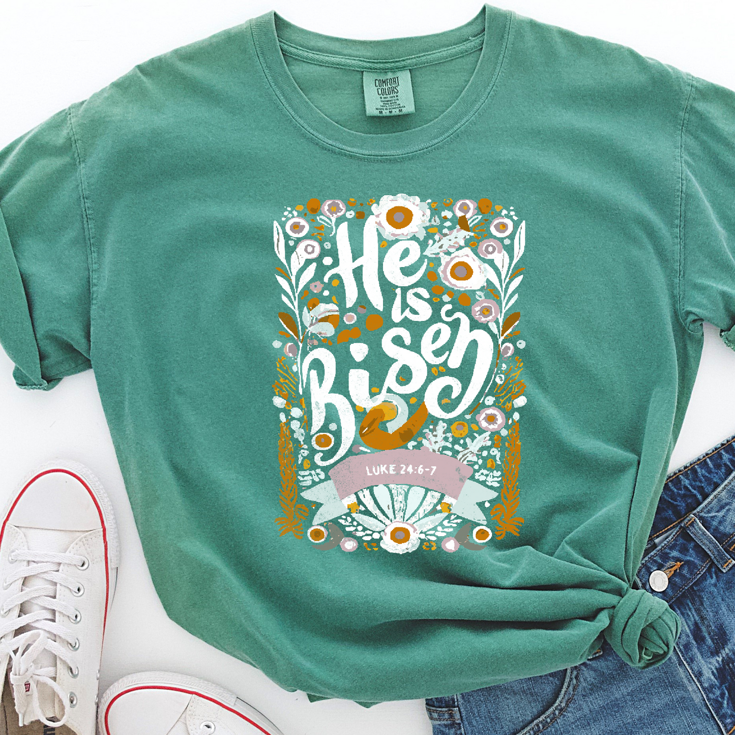 He is Risen white boho DTF Transfer Design