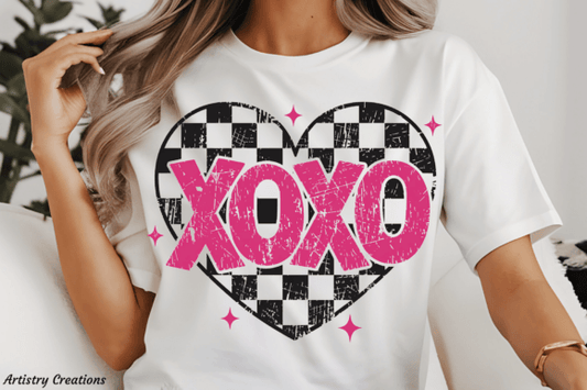 XOXO checkered heart DTF Transfer Design CF