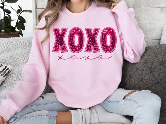 XOXO Pink Sequins DTF Transfer Design ozan