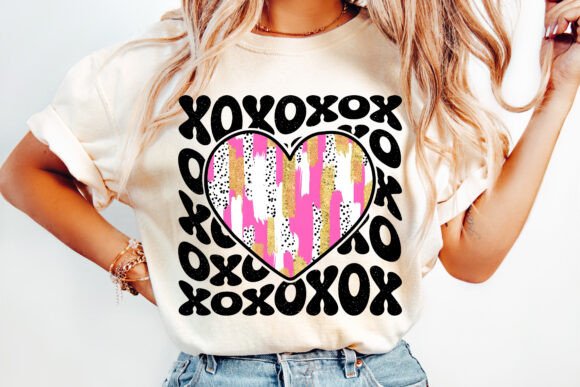 xoxo stacked brushstroke heart DTF Transfer Design