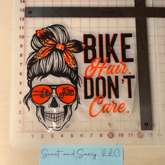 Bike Hair Don't Care DTF Transfer Design