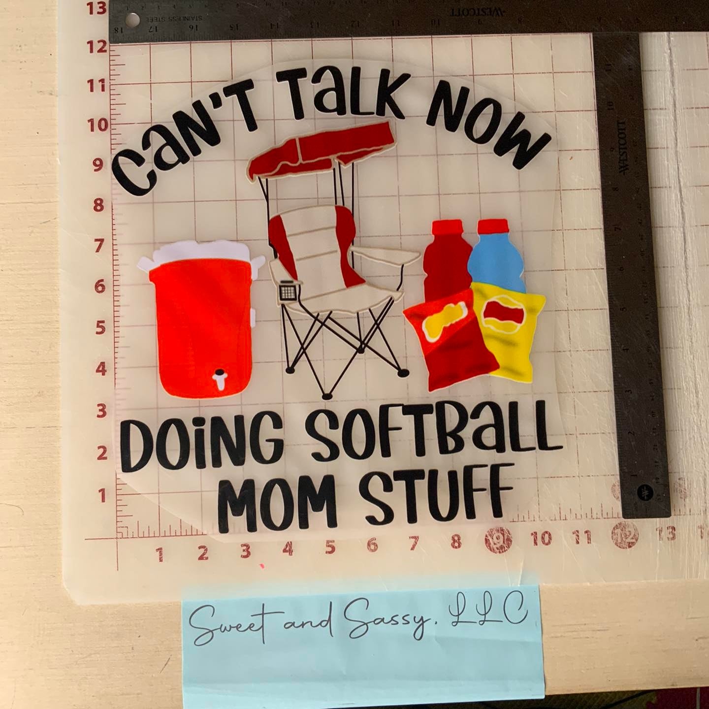 Can't Talk Now Doing Softball Mom Stuff DTF Transfer Design