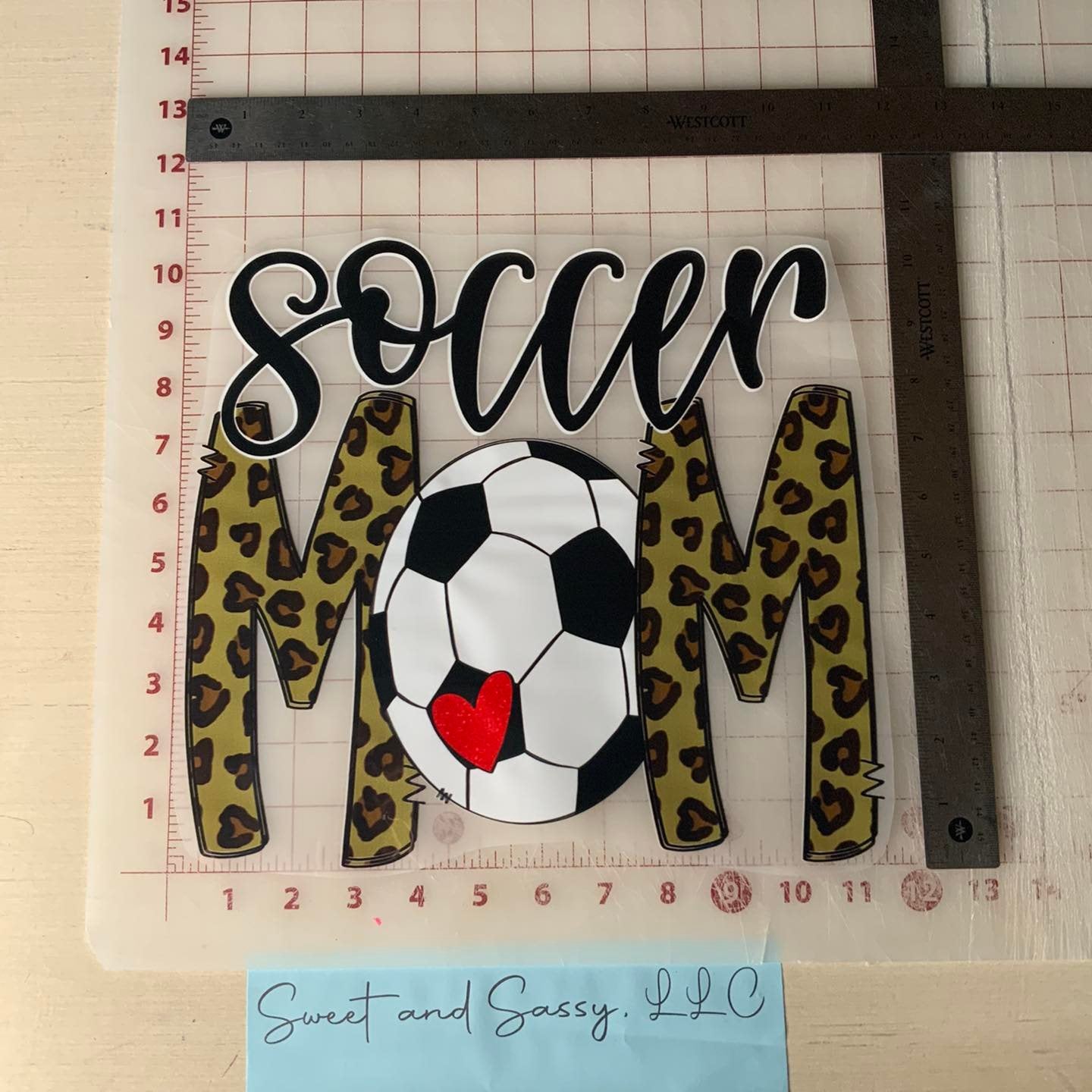 "Soccer MOM" #3 Leopard & Heart DTF Transfer Design