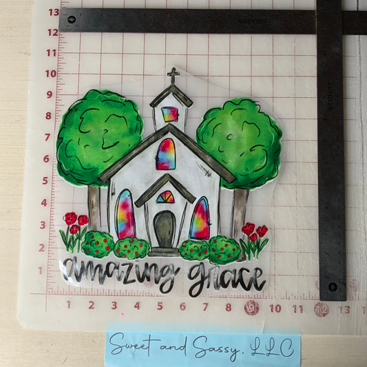 Amazing Grace watercolor church DTF Transfer Design