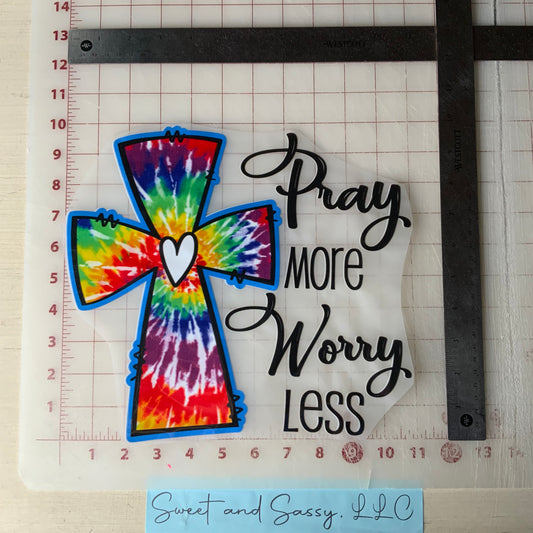 Pray More Worry Less Cross DTF Transfer Design