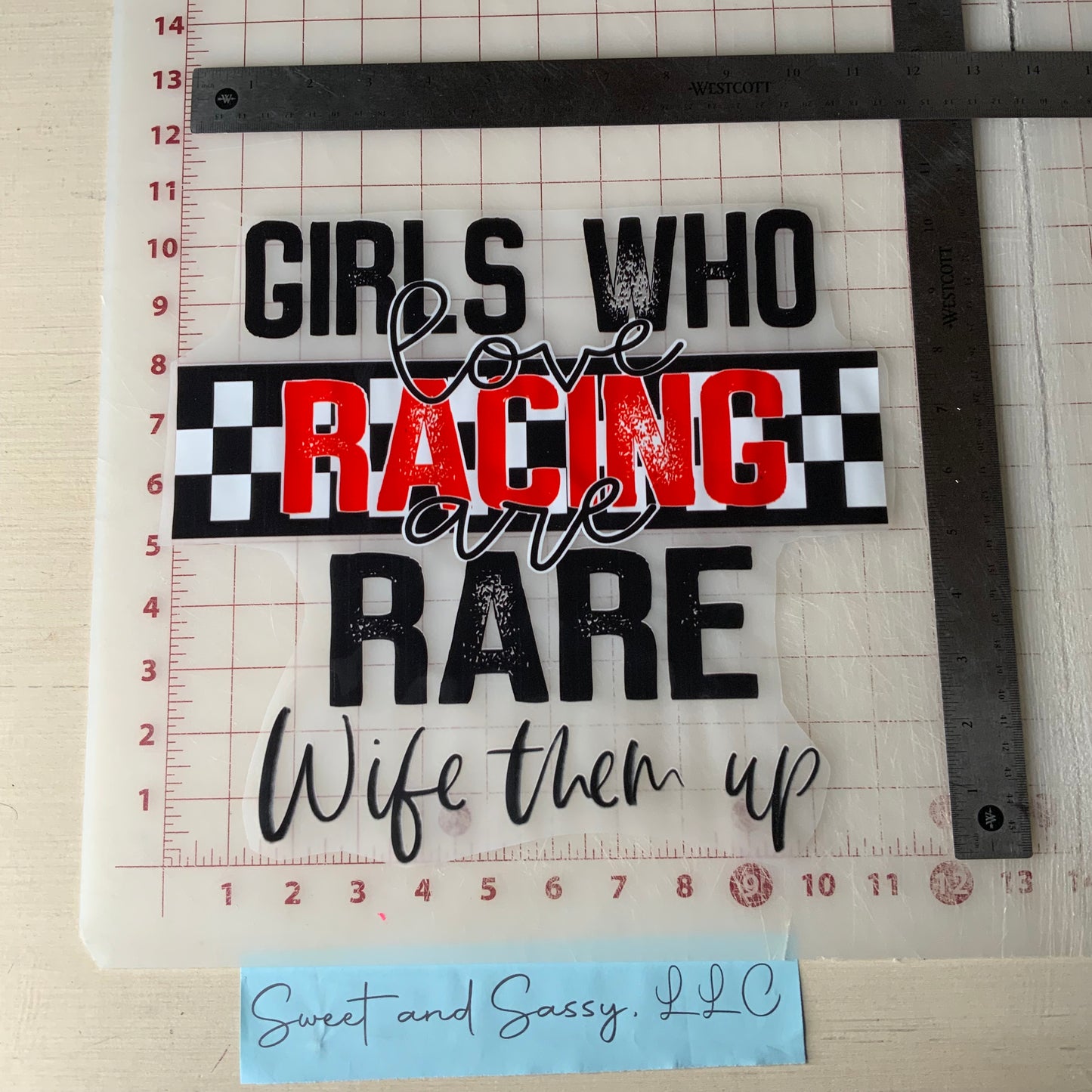 Girls who love racing are rare wife them up Checkered Motorcycle DTF Transfer Design