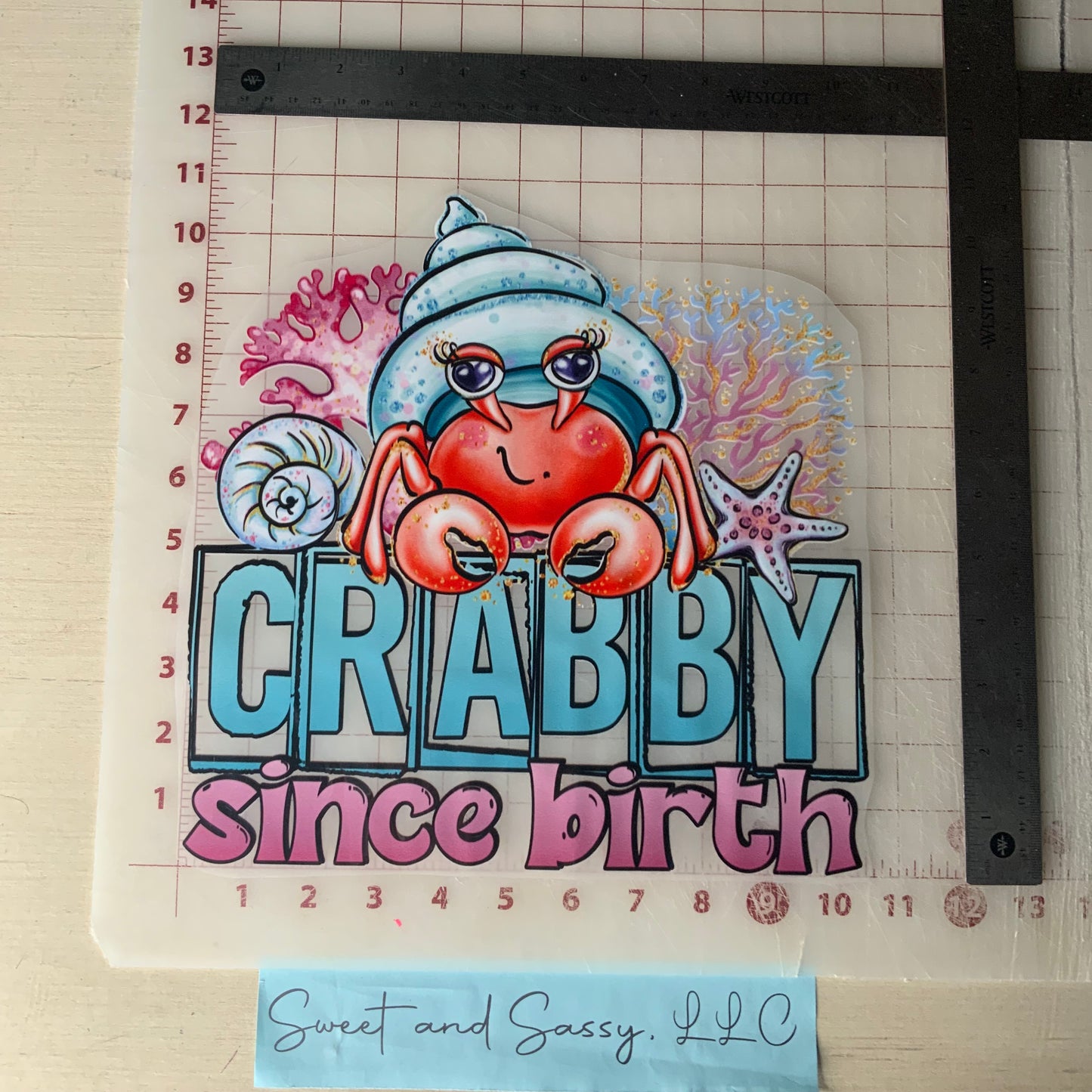 "Crabby Since Birth" DTF Transfer Design