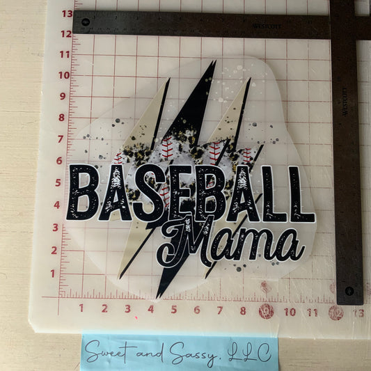 Baseball Mama Lightening Bolts Neutral DTF Transfer Design