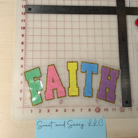 FAITH Colorful Gold Trim DTF Transfer Design