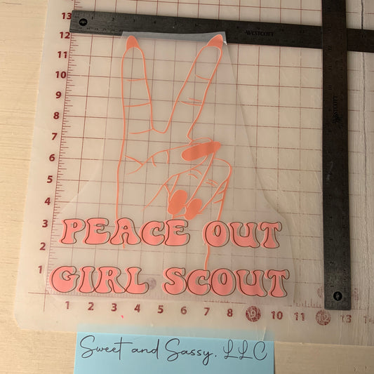 Peace Out Girl Scout DTF Transfer Design