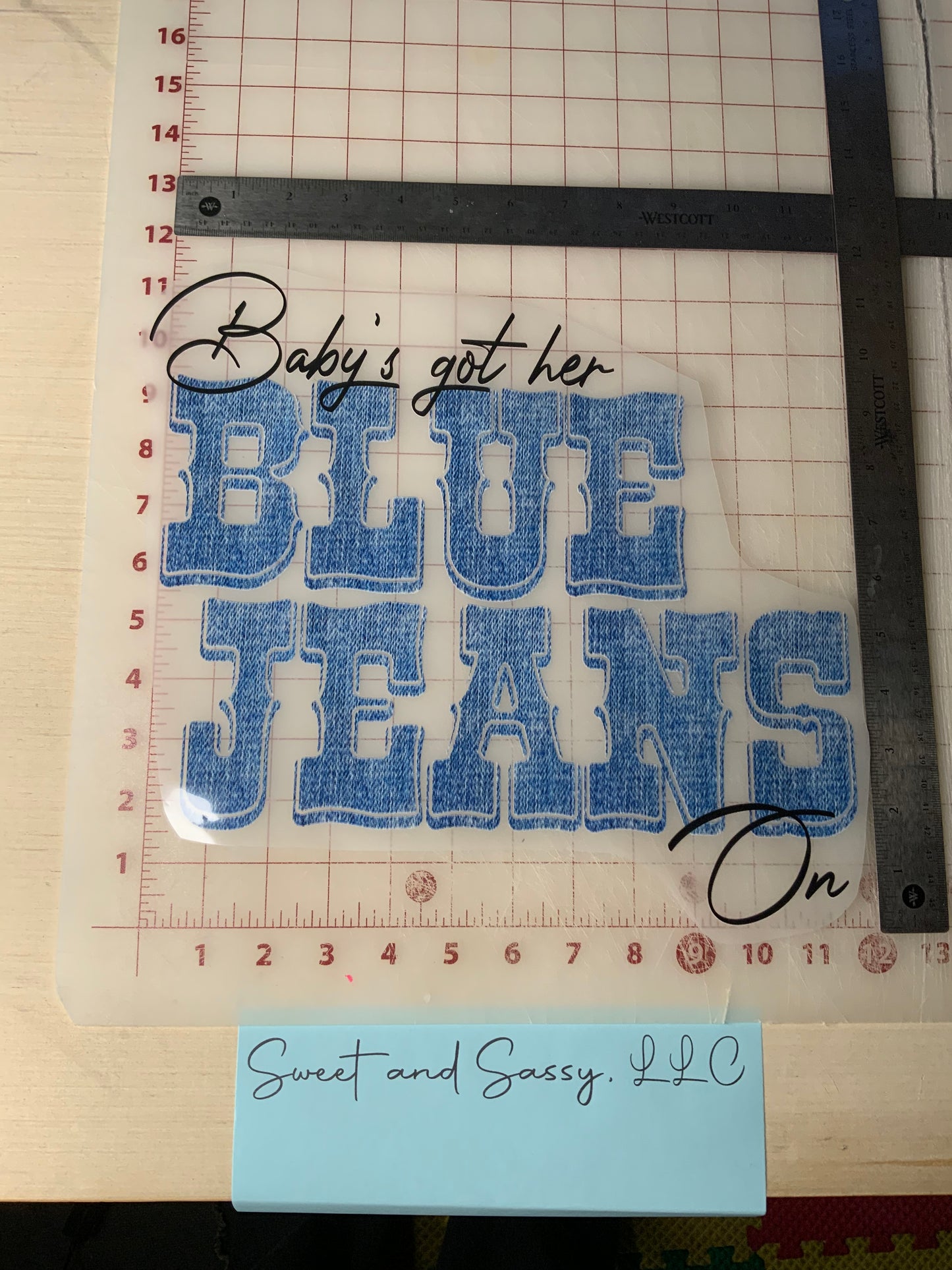 Baby's got her BLUE JEANS On DTF Transfer Design