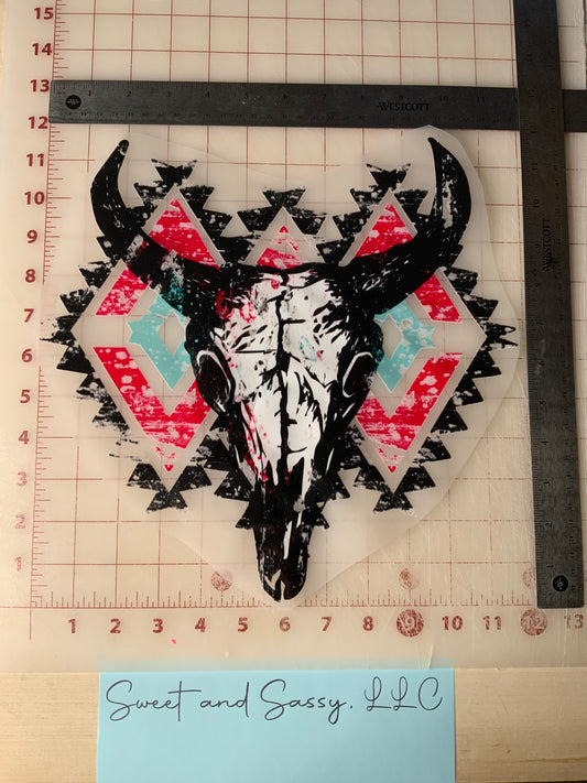 Tribal Bull Skull DTF Transfer Design