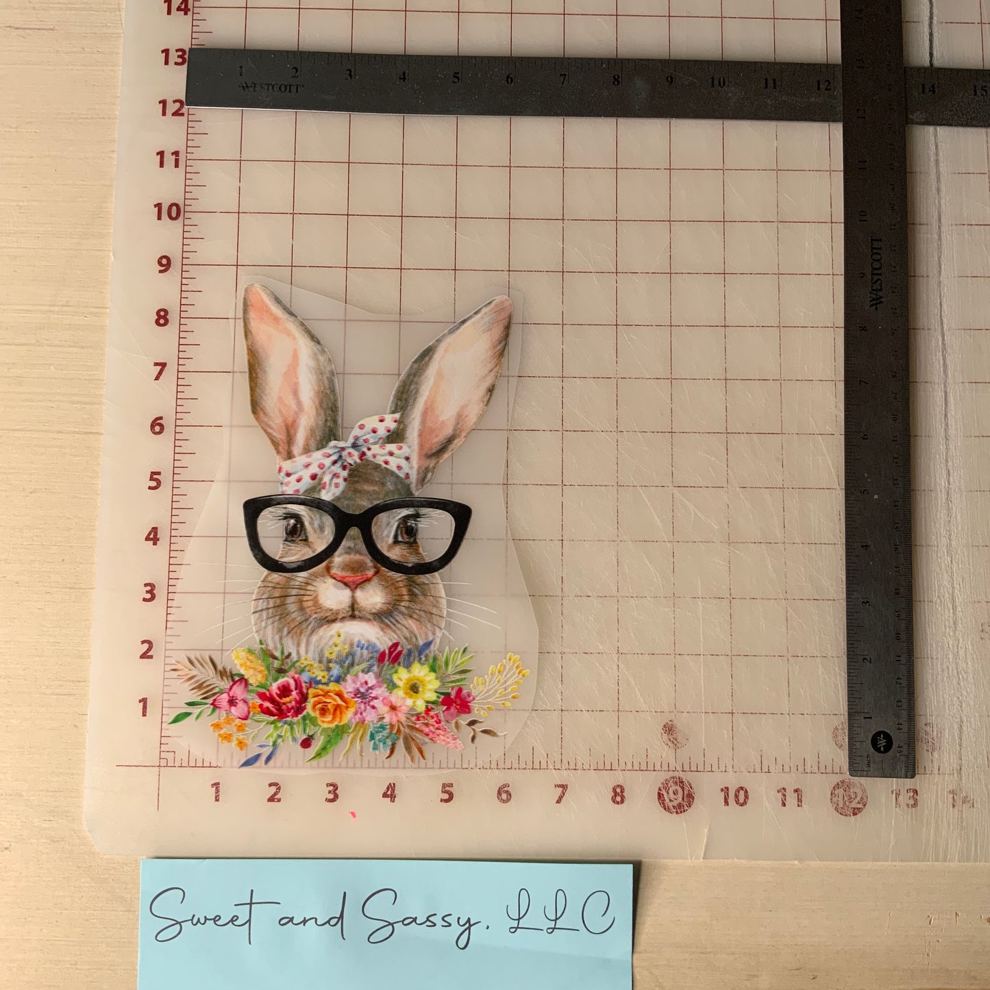 Bunny Wearing Sunglasses Spring Floral DTF Transfer Design