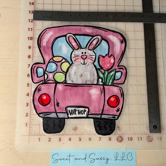 Easter Bunny Hip Hop Truck, pink DTF Transfer Design