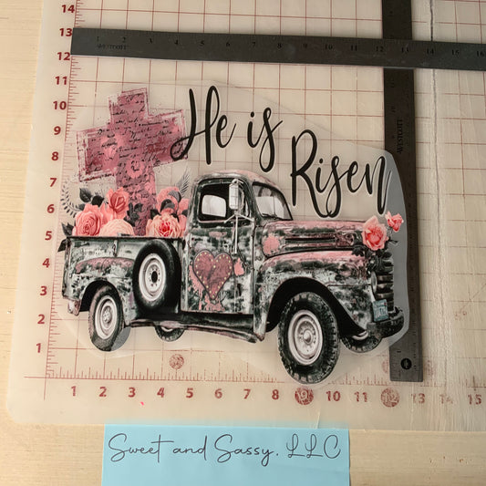 He is Risen Floral Truck DTF Transfer Design