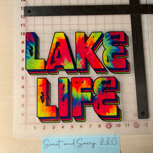 LAKE LIFE Tie Dye DTF Transfer Design