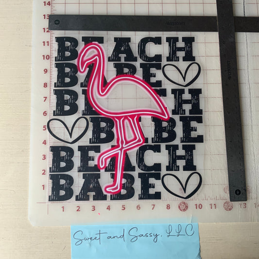 Beach Babe Flamingo DTF Transfer Design